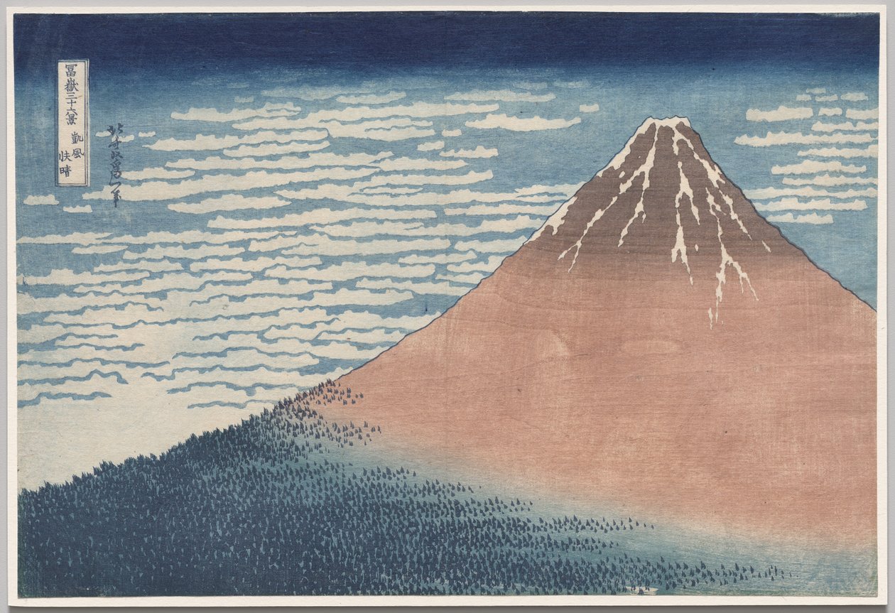 Zuidelijke Wind, Heldere Hemel, uit de serie Zesendertig Zichten op de Berg Fuji door Katsushika Hokusai