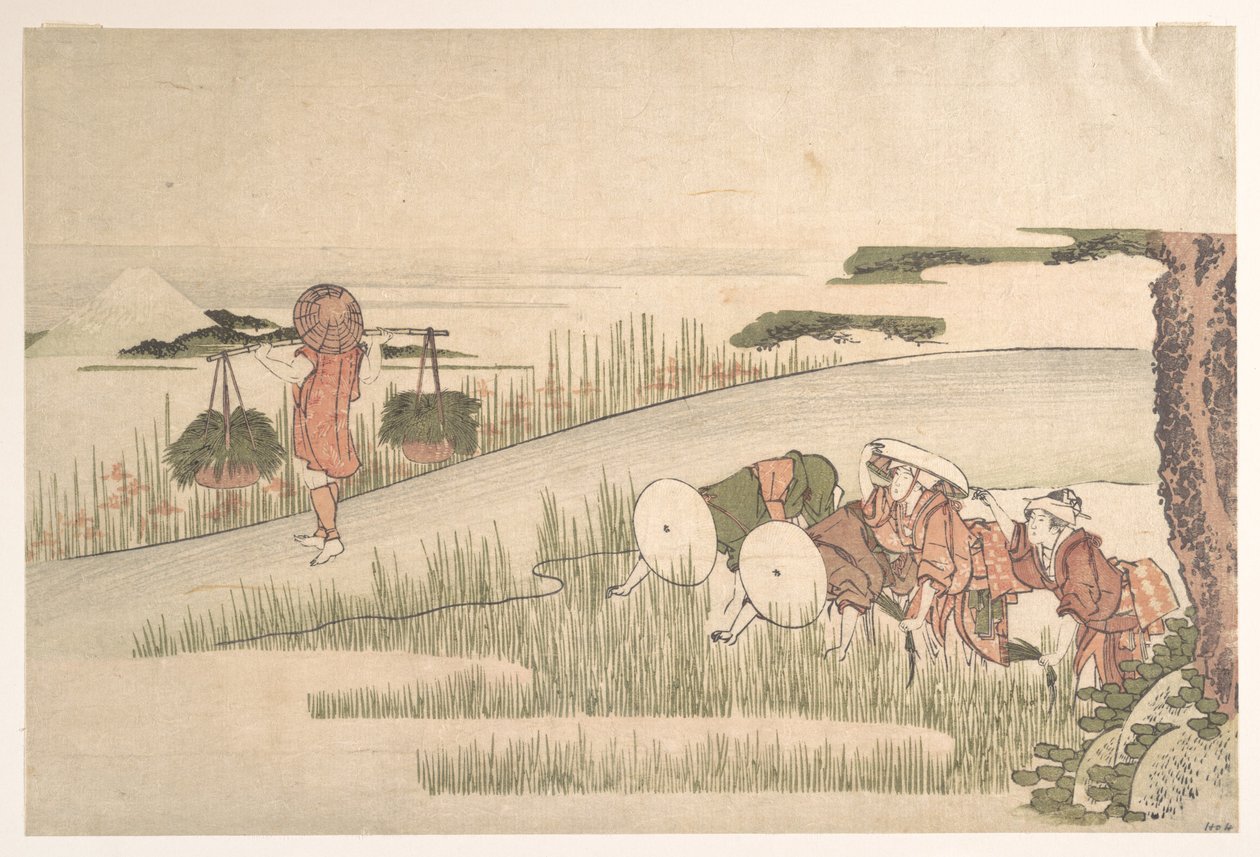 Lente in de rijstvelden door Katsushika Hokusai