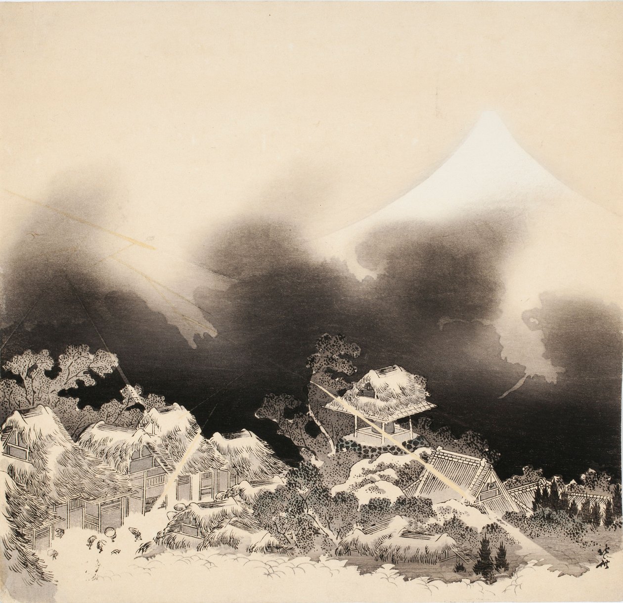 Storm in de bergen door Katsushika Hokusai