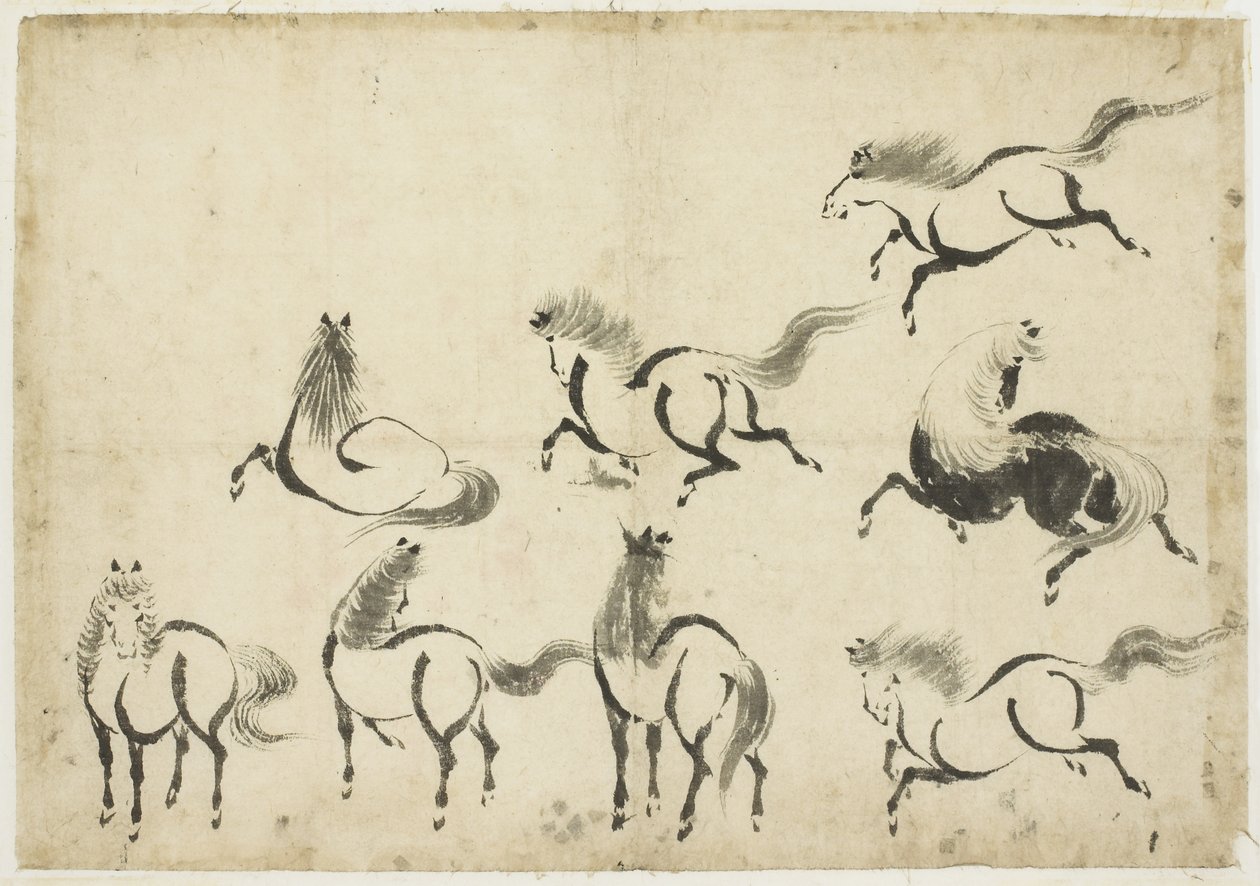 Studies van Paarden, ca. 1815-1849 door Katsushika Hokusai