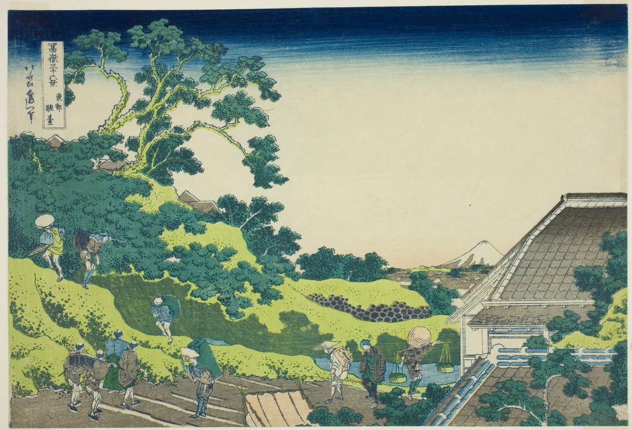 Surugadai in Edo (Toto surugadai), uit de serie "Zesendertig gezichten op de berg Fuji (Fugaku sanjurokkei)" door Katsushika Hokusai