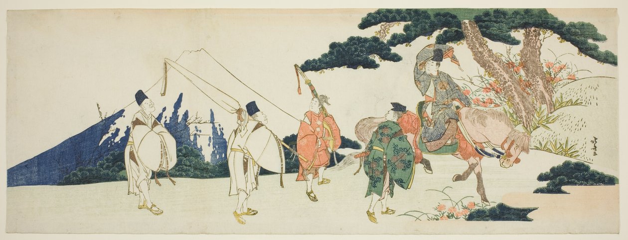 De oostelijke reis van de beroemde dichter Ariwara no Narihira door Katsushika Hokusai