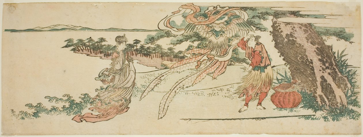 De verentooi (Hagoromo) door Katsushika Hokusai