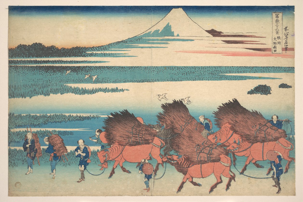 De nieuwe velden bij Ōno in de provincie Suruga (Sunshū Ōno shinden), uit de serie Zesendertig gezichten op de berg Fuji (Fugaku sanjūrokkei) door Katsushika Hokusai