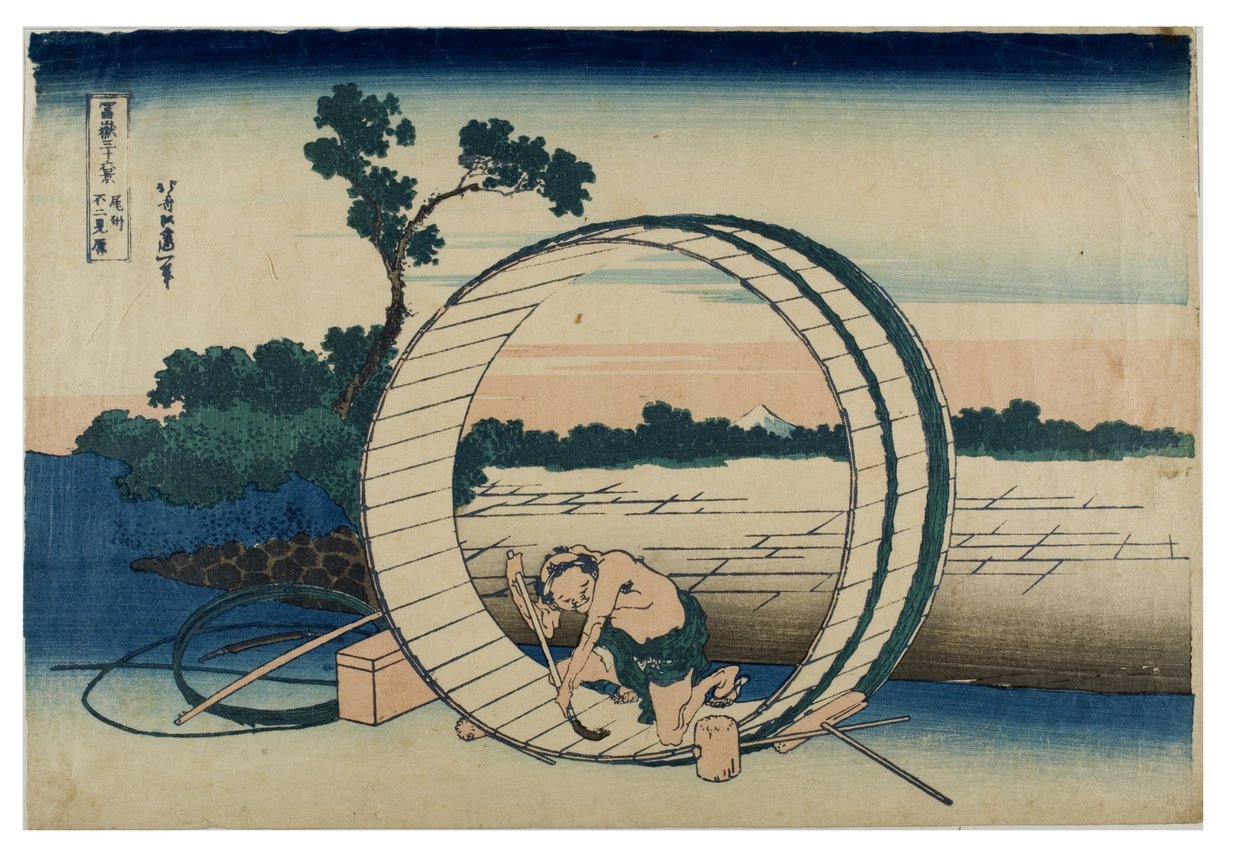 Zesendertig gezichten op de berg Fuji. Fuji-zichtveld in de provincie Owari, ca. 1831-1833 (houtsnede op papier) door Katsushika Hokusai