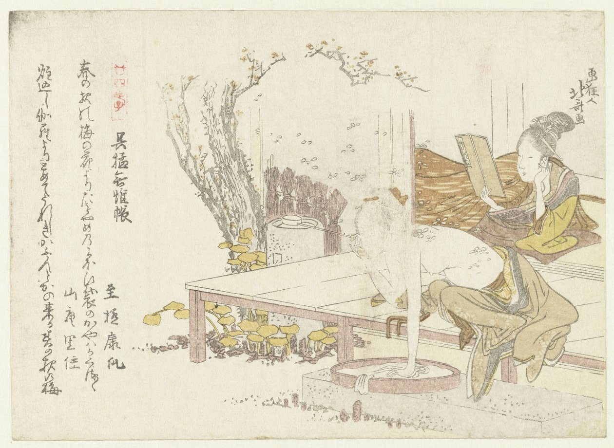 Twee vrouwen als Gomô en Kijichô door Katsushika Hokusai