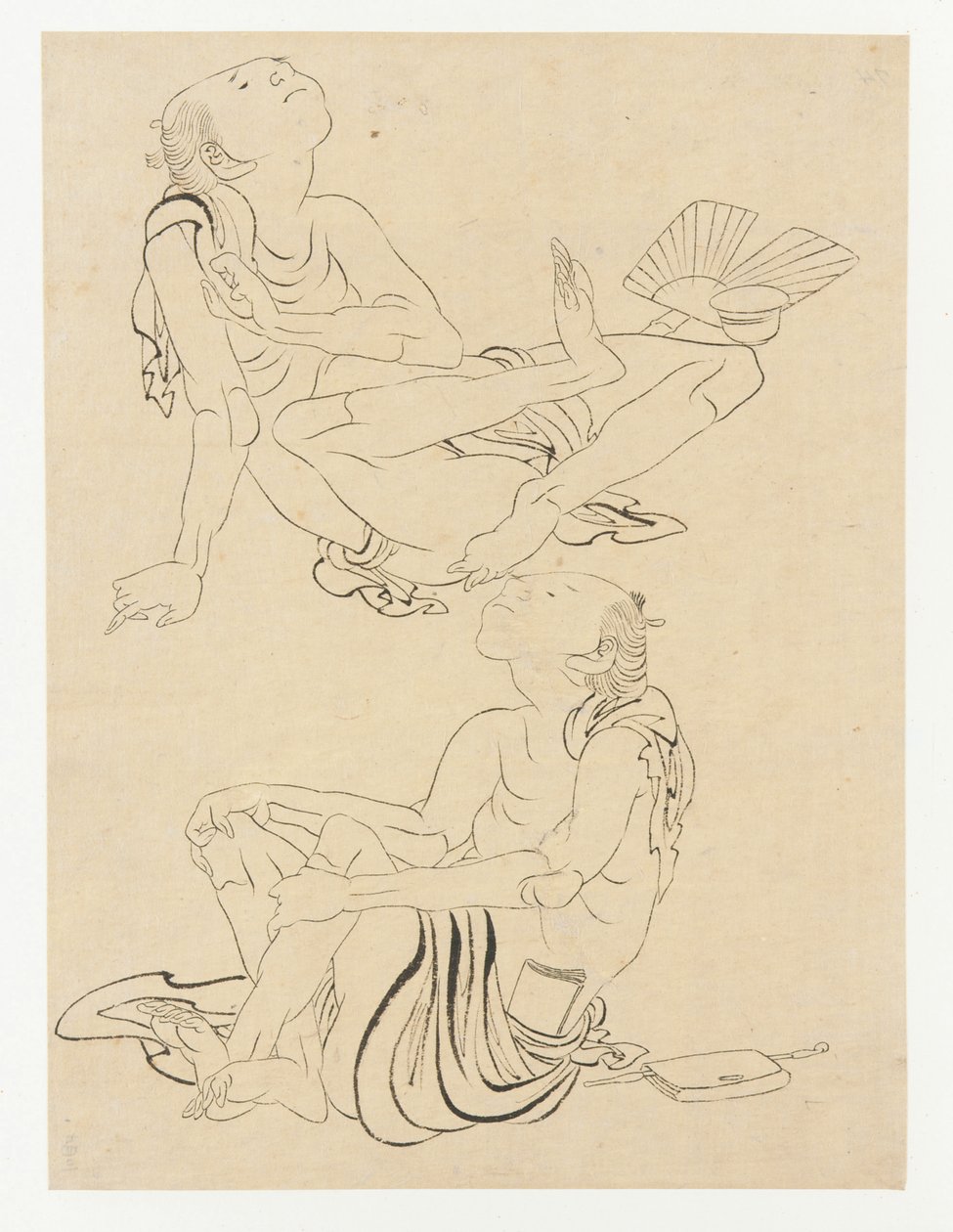 Twee mannen ontspannen in de zomer, Edo-periode, 19e eeuw door Katsushika Hokusai
