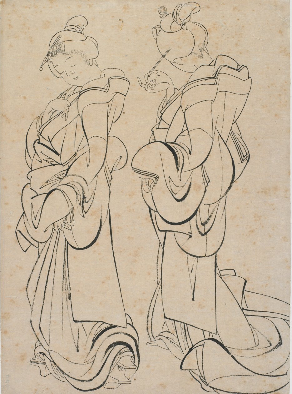 Twee vrouwen door Katsushika Hokusai