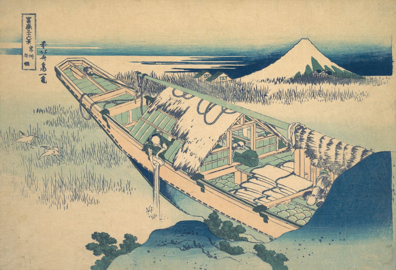 Ushibori in de provincie Hitachi Joshu Ushibori, uit de serie Zesendertig gezichten op..., ca. 1830-32 door Katsushika Hokusai