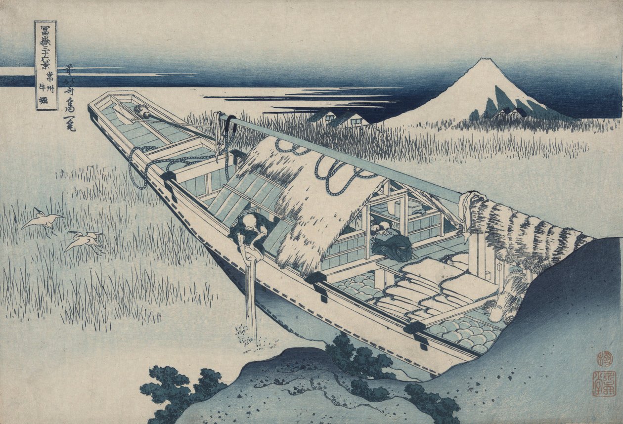 Ushibori in de Provincie Hitachi, uit de serie Zesendertig Zichten op de Berg Fuji door Katsushika Hokusai