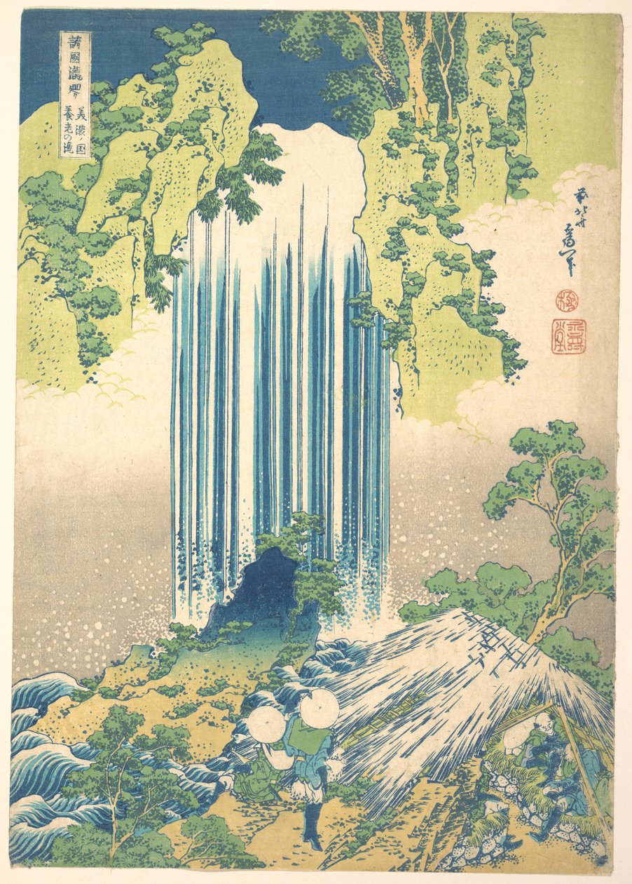 De Yōrō-waterval in de provincie Mino (Mino no Yōrō no taki), uit de serie „Een rondreis langs watervallen in verschillende provincies“ (Shokoku taki meguri) door Katsushika Hokusai