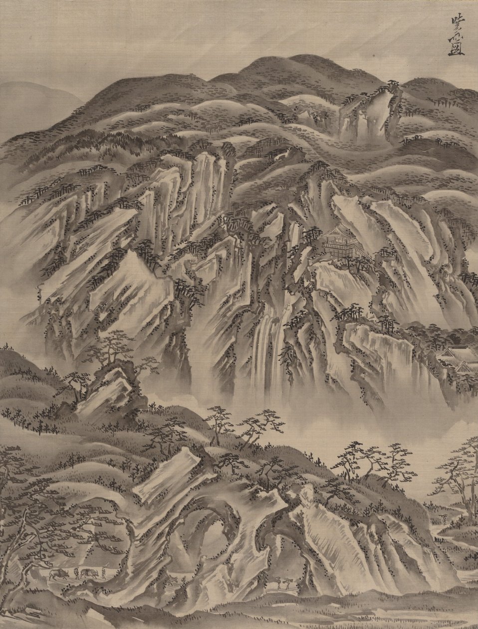 Rotsachtig Landschap door Kawanabe Kyosai