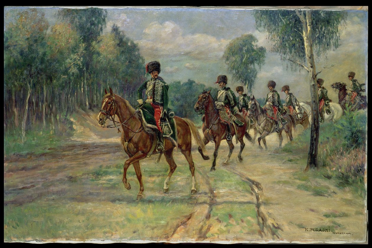 Eskadron Huzaren, c.1920 door Kazimierz Pulaski