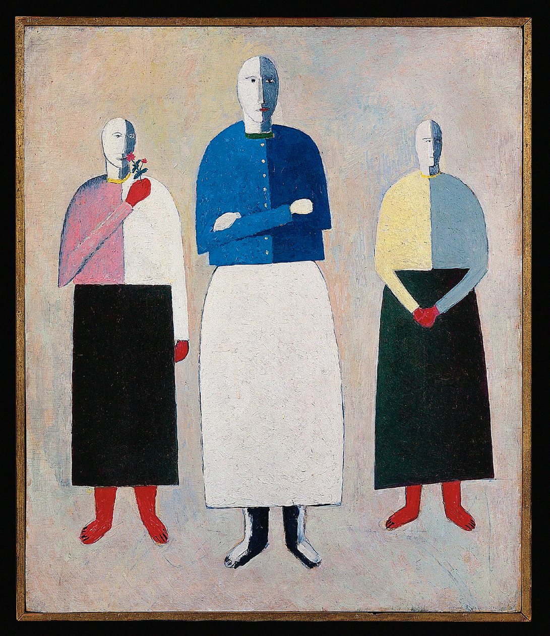 Compositie met La Gioconda (olieverf, potlood en collage op doek) door Kazimir Severinovich Malevich