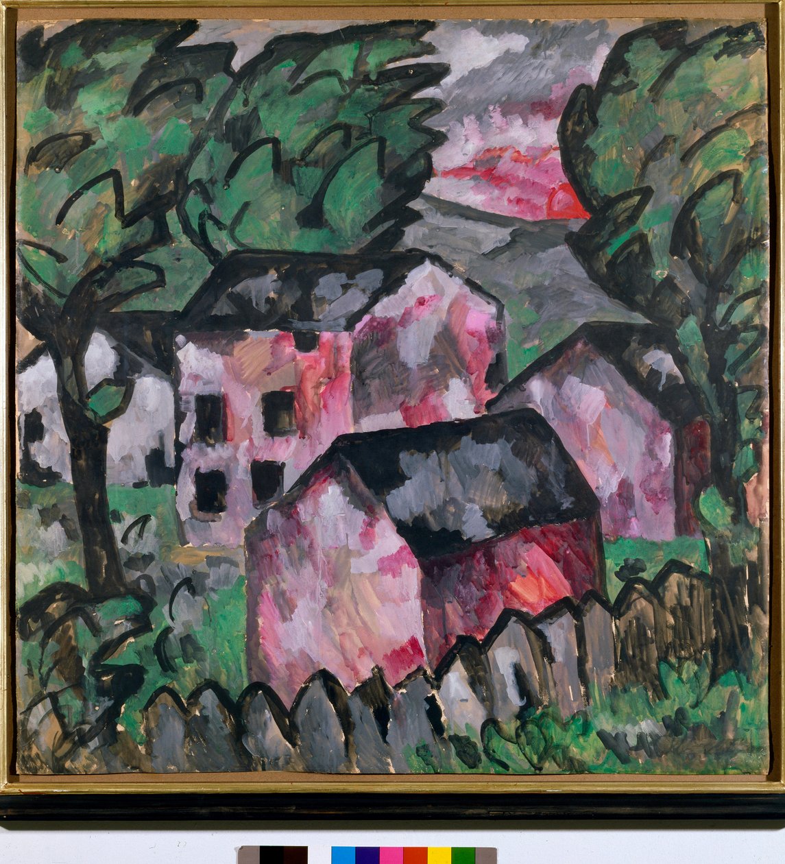 Landschap met rode huizen door Kazimir Severinovich Malevich