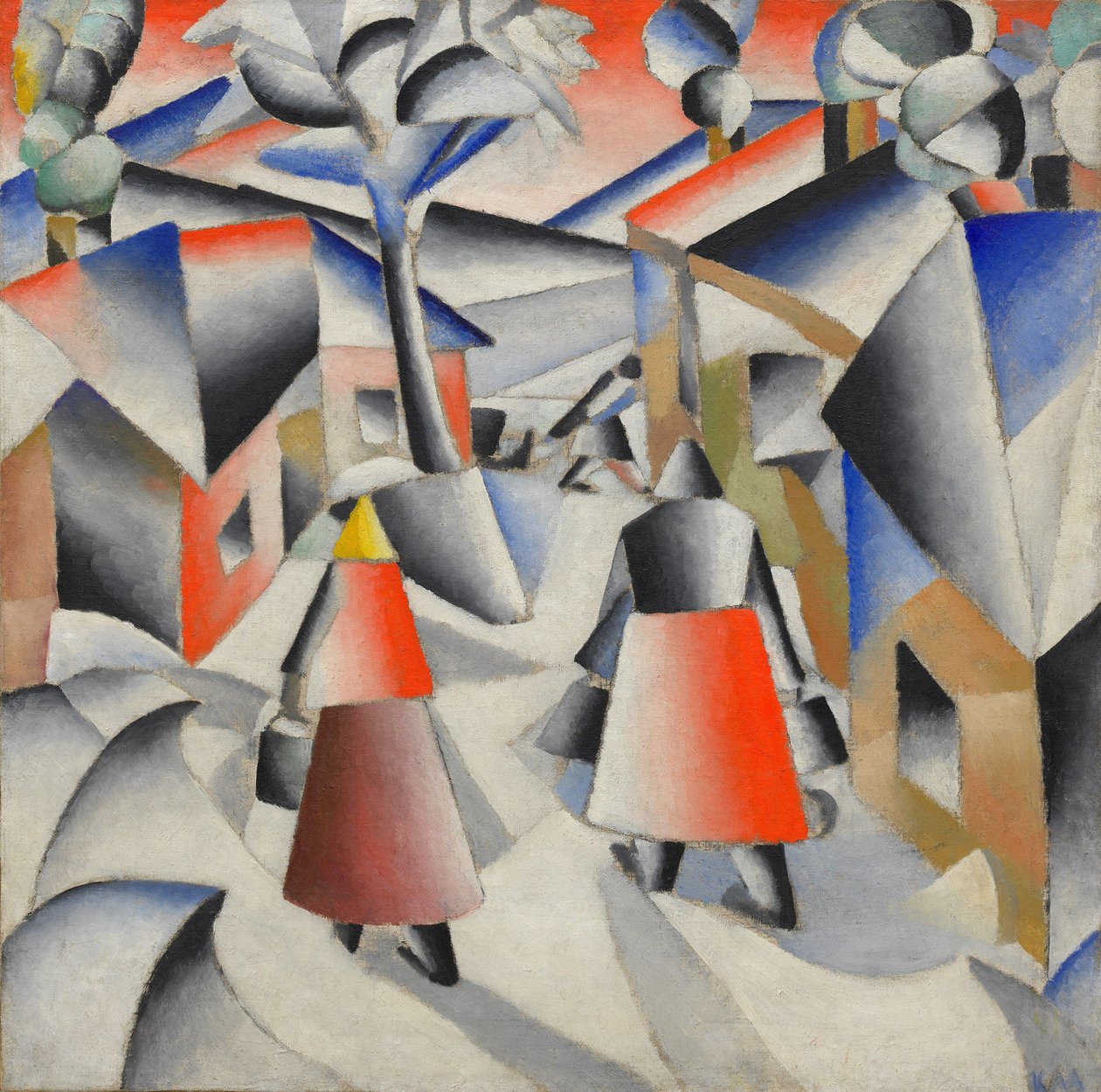 Ochtend in het dorp na sneeuwstorm door Kazimir Severinovich Malevich