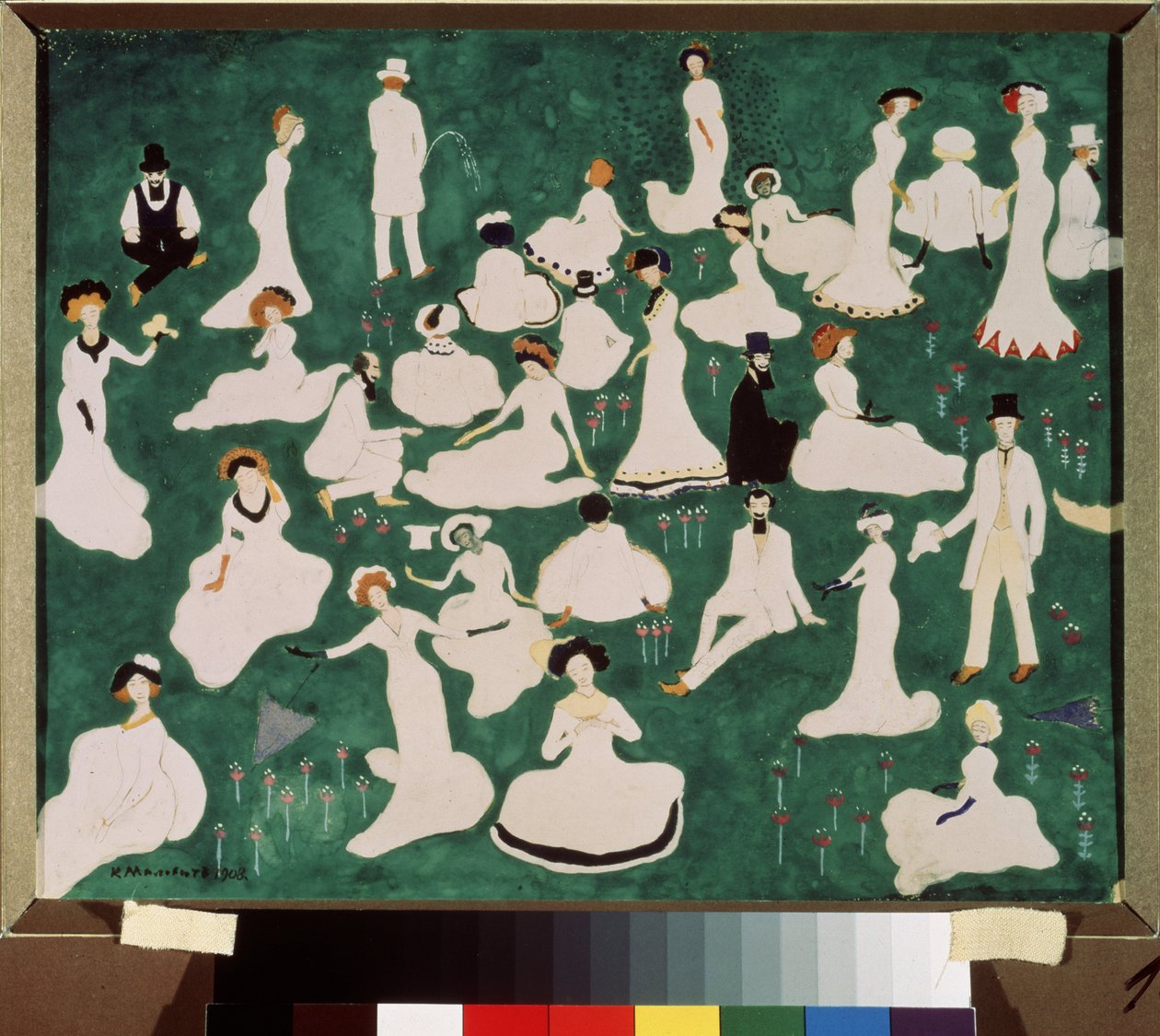 Ontspanning. De hoge samenleving in hoge hoeden door Kazimir Severinovich Malevich