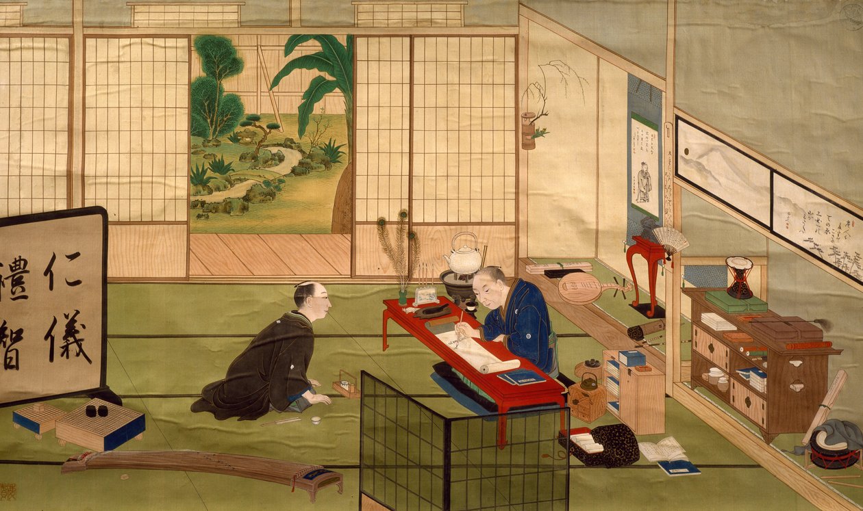 Studie van kalligraaf, door Kawahara Keiga, aquarel, Japan, Japanse beschaving, begin 19e eeuw door Keiga Kawahara