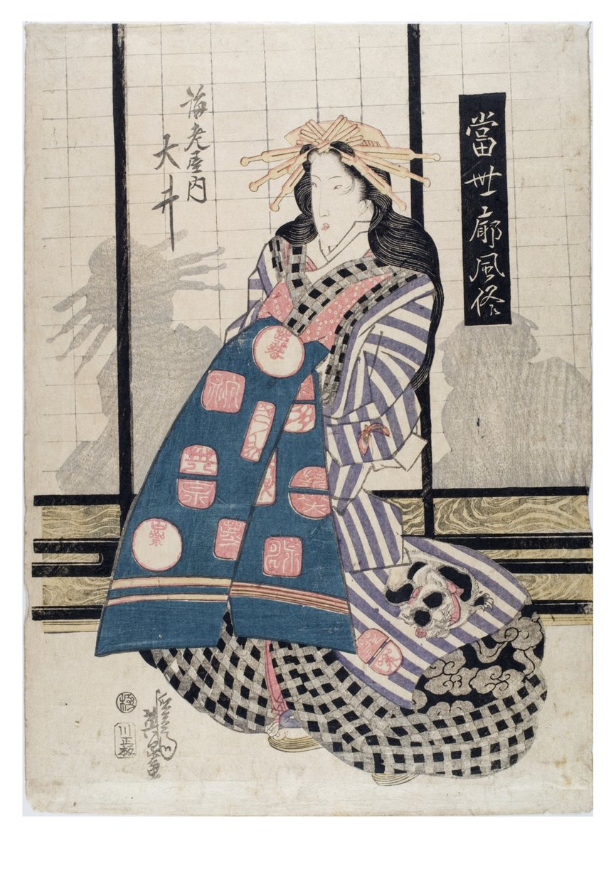 courtisane, Edo-periode na 1818 door Keisai (1790-1848) Eisen