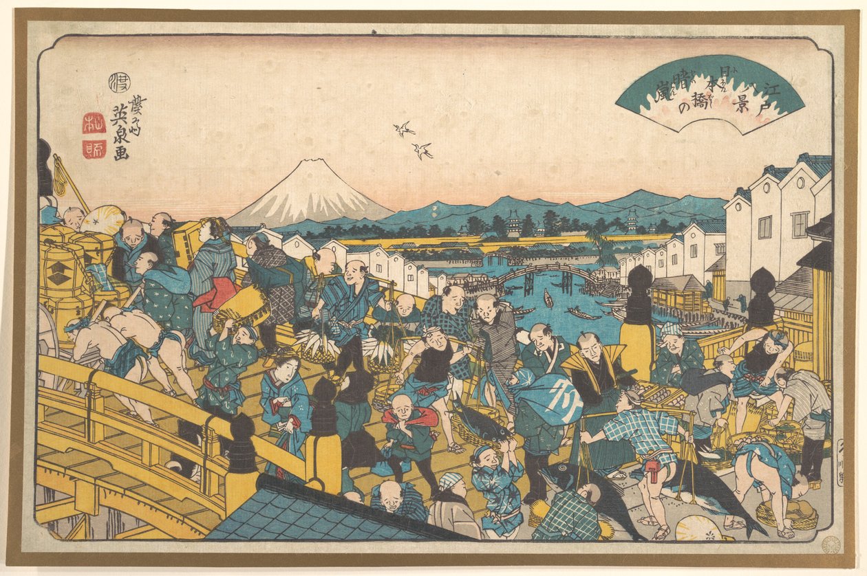 Avondgloed bij Nihonbashi door Keisai Eisen