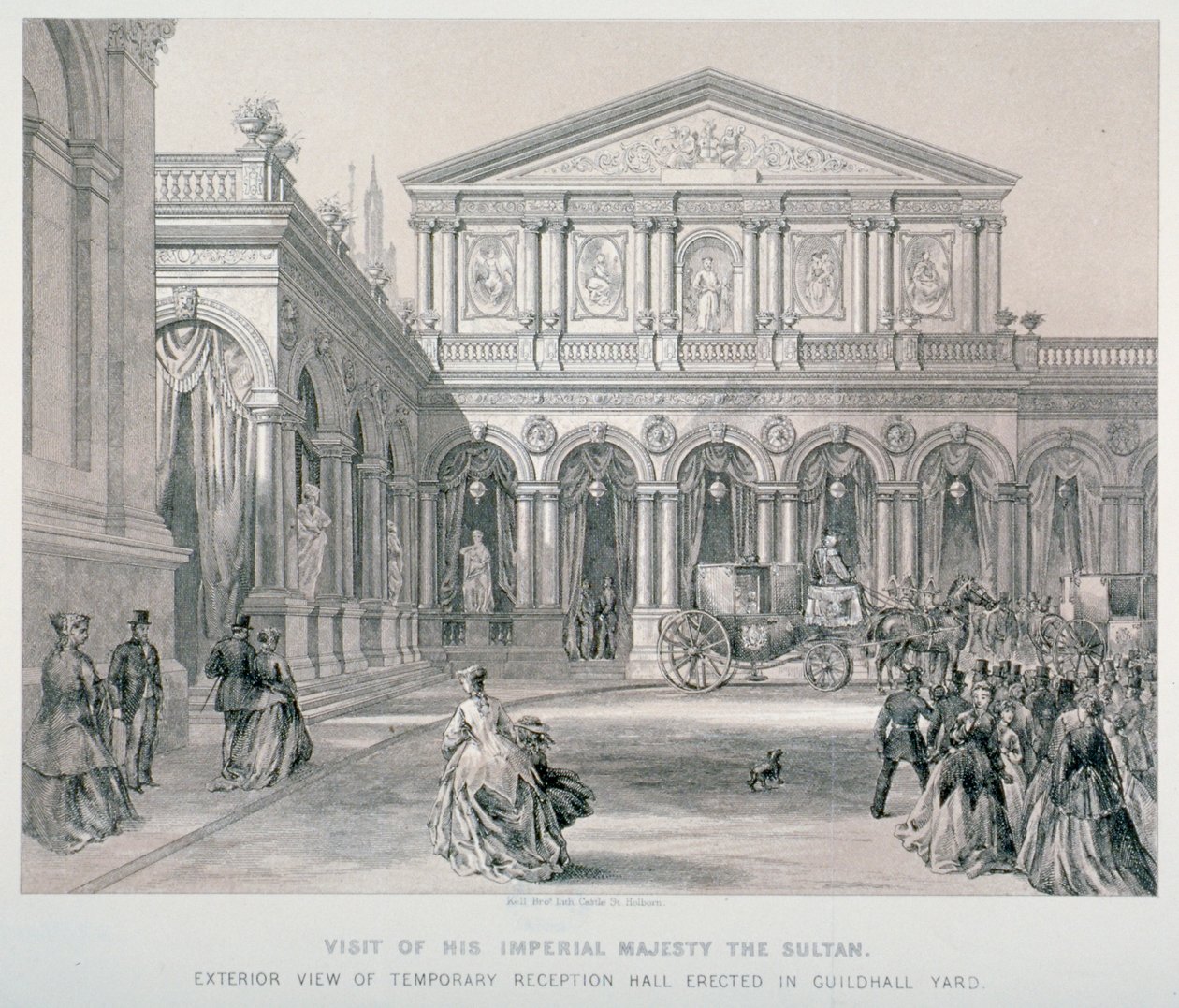 Bezoek van Abd-ul-Aziz, Sultan van Turkije, aan de Guildhall, City of London door Kell Brothers