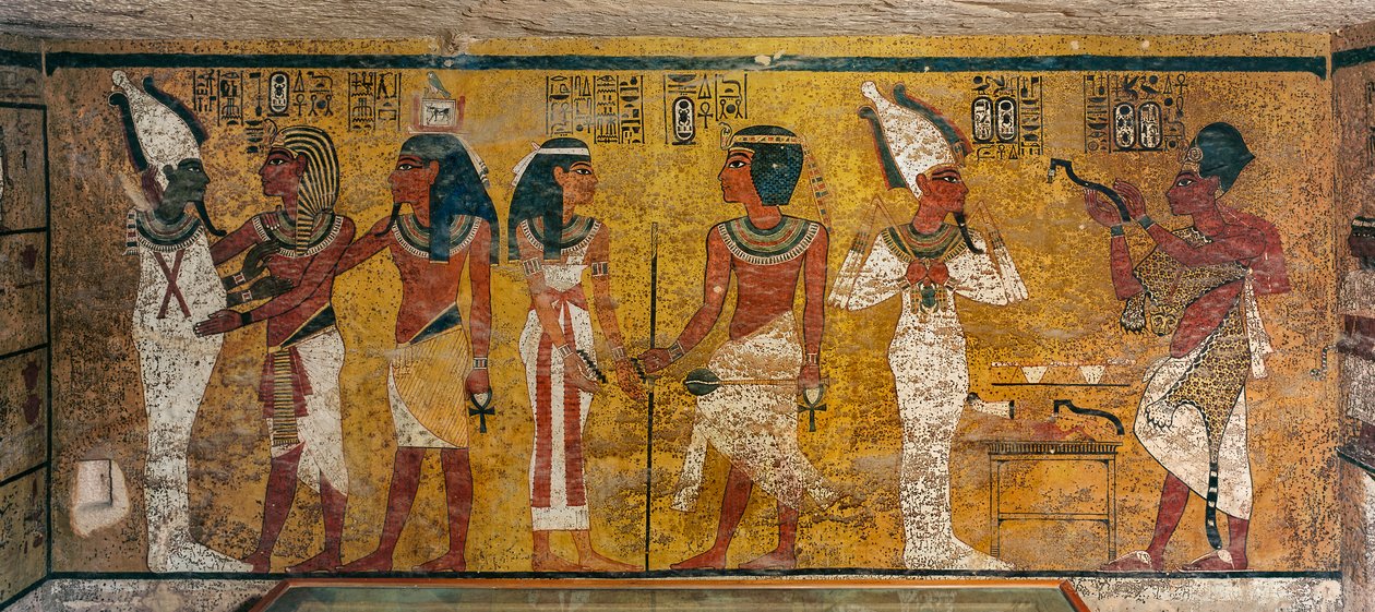 Muurschildering in het graf van koning Toetanchamon; Egypte; Nieuwe Koninkrijk; Toetanchamon; Vallei van de Koningen (2003) door Kenneth Garrett