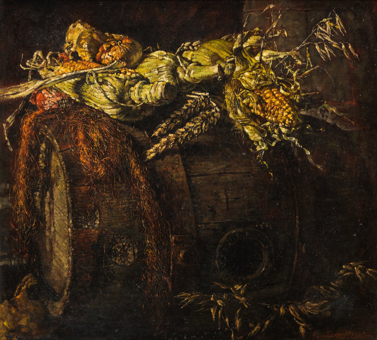Oude ton en maïskolven door Kenneth Newton