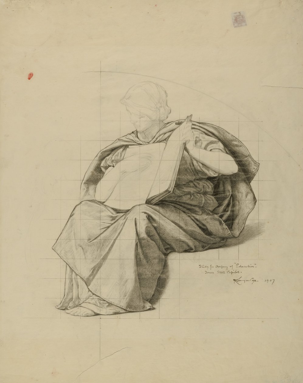 (Rotunda van het Capitool van de staat Iowa) (Onderwijs, studie voor panel) door Kenyon Cox