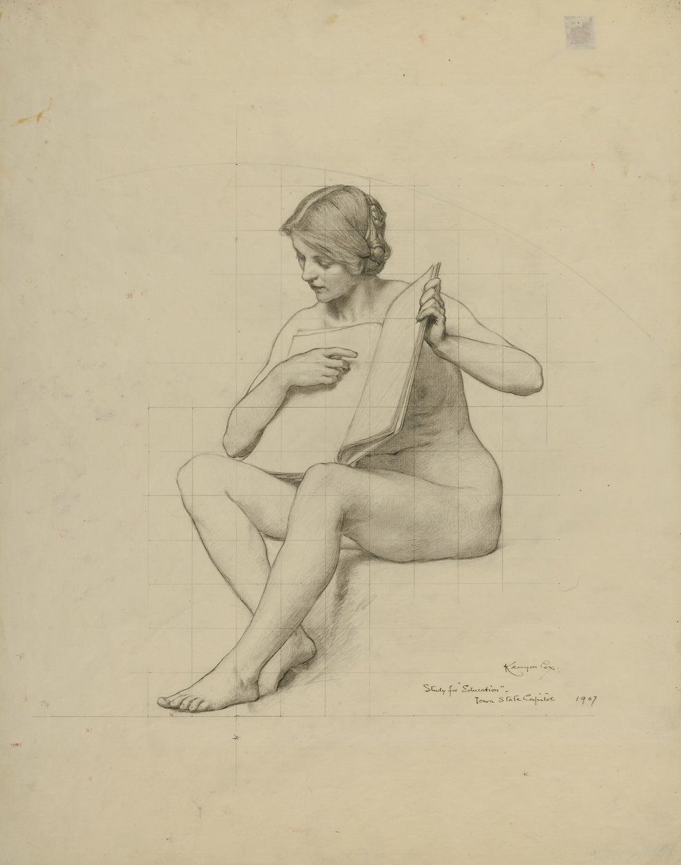 (Rotunda van het Capitool van de staat Iowa) (Onderwijs, studie voor panel) door Kenyon Cox
