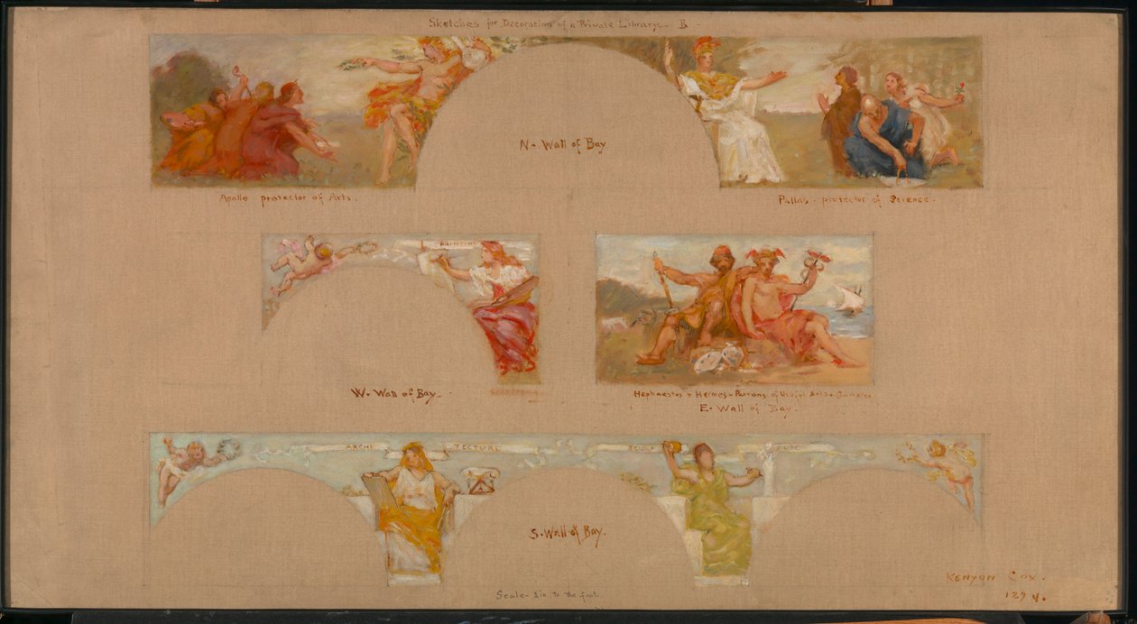 Schetsen voor een Decoratie van een Privébibliotheek B, 1894 door Kenyon Cox