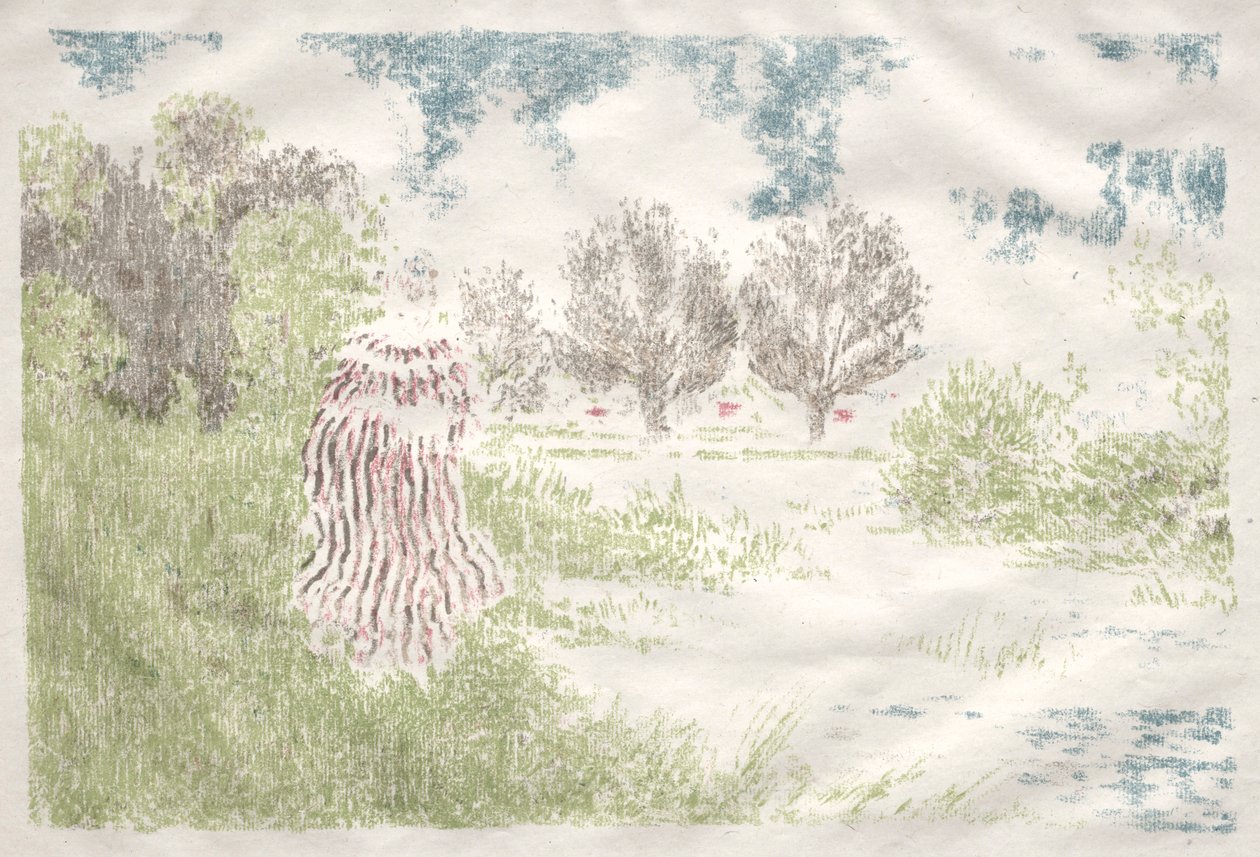 Landschappen: Vrouw in een Gestreepte Jurk door Ker Xavier Roussel
