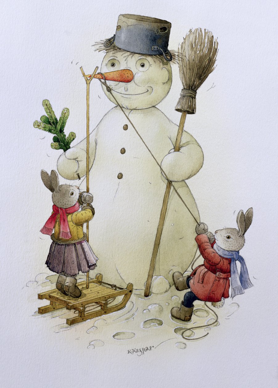Sneeuwman en Hazen, 1999 door Kestutis Kasparavicius