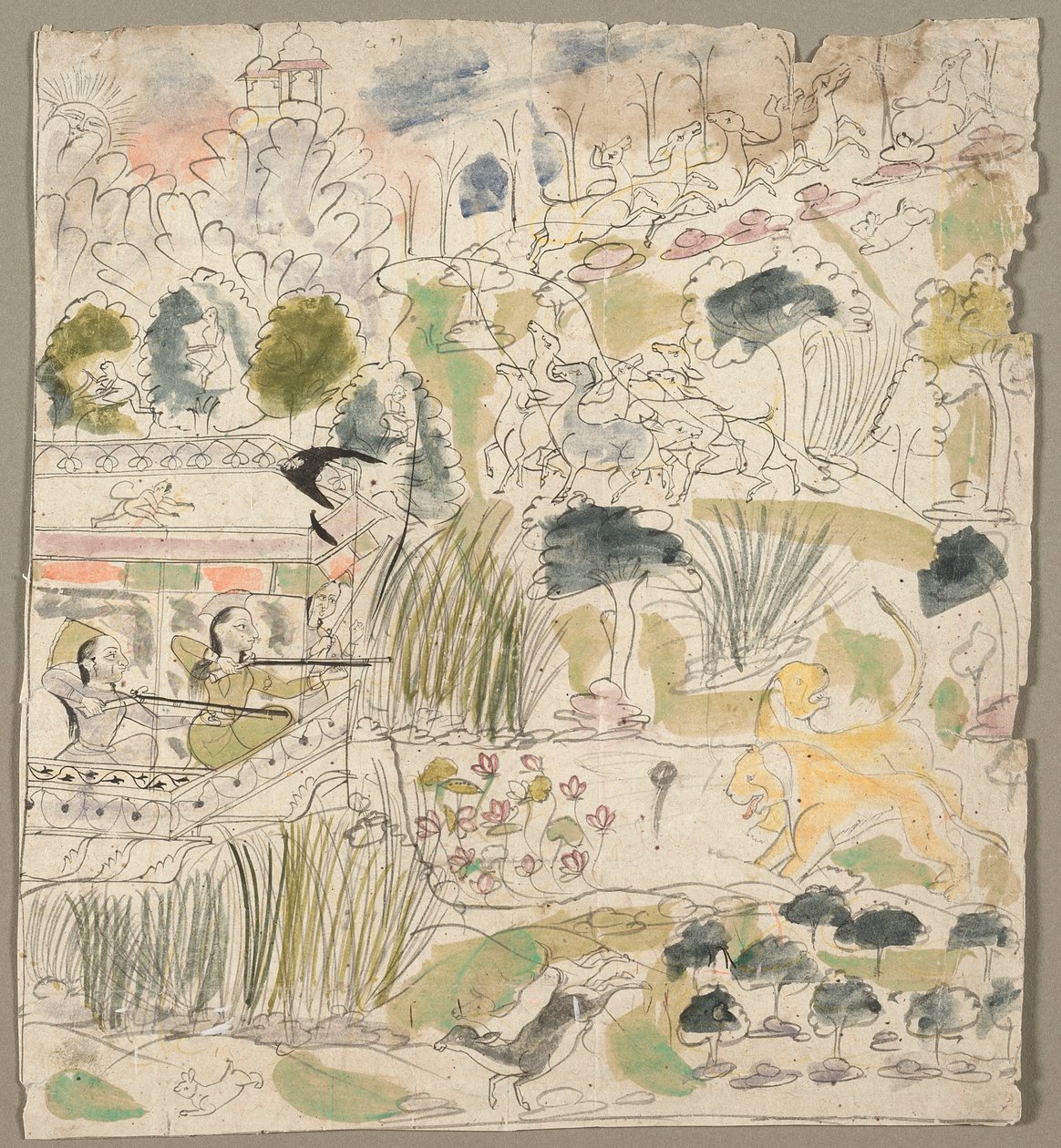 Dames die Schieten vanuit een Paviljoen door Kichizan Mincho
