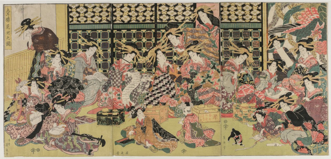 Een afbeelding van het kijken in de plezierkwartieren, 1810s door Kikugawa Eizan