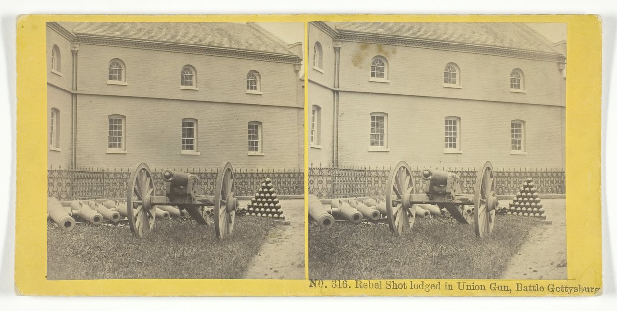 Rebelshot vastgelopen in Union Gun, Slag bij Gettysburg, 185575 door Kilburn Brothers, BW Kilburn