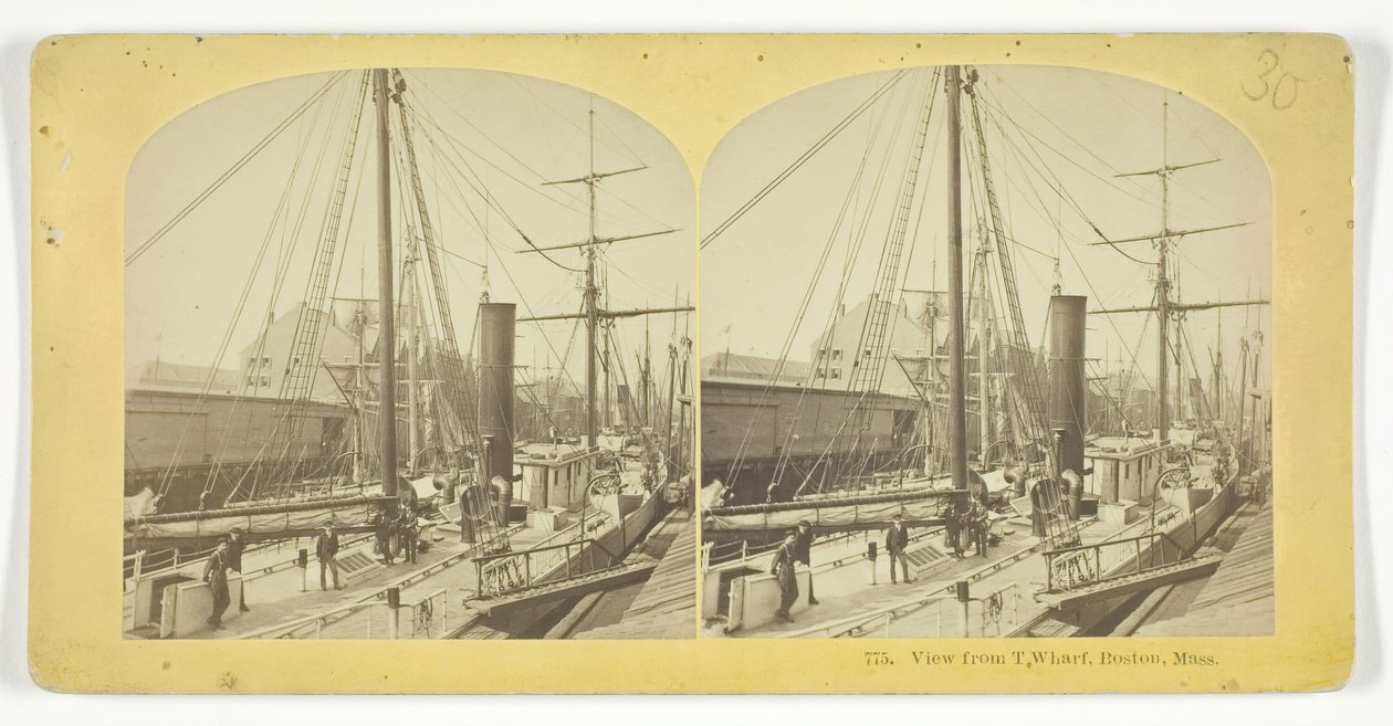 Uitzicht vanaf T Wharf, Boston, Mass, 1855-75 door Kilburn Brothers, BW Kilburn