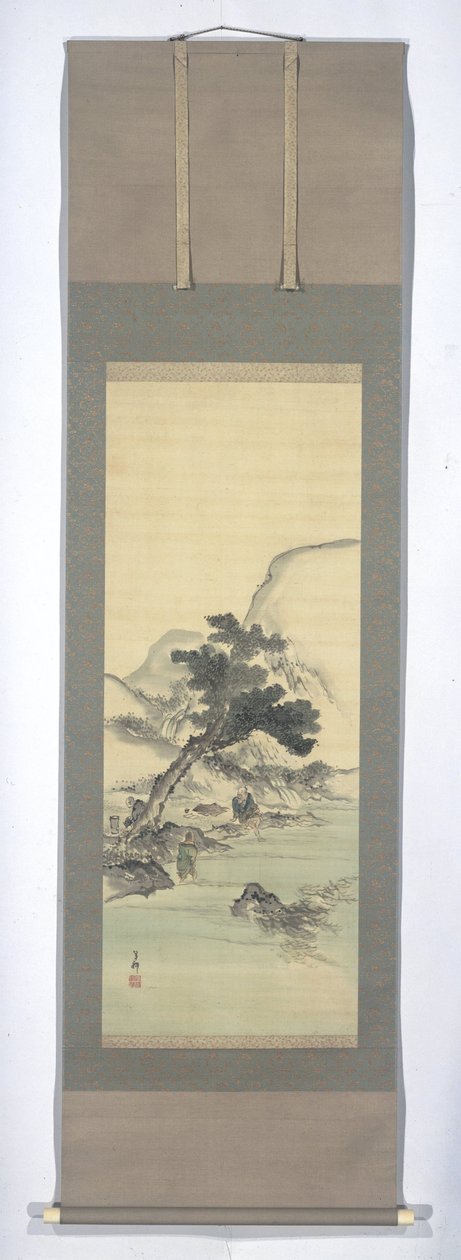 Literati in een landschap door Kishi Ganku