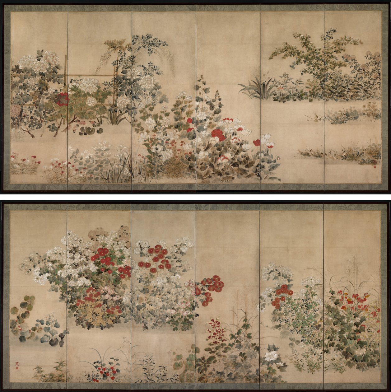 Bloemen en grassen door Kitagawa Sosetsu