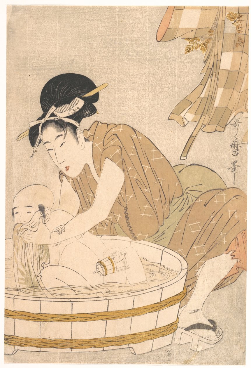 Badtijd (Gyōzui) door Kitagawa Utamaro