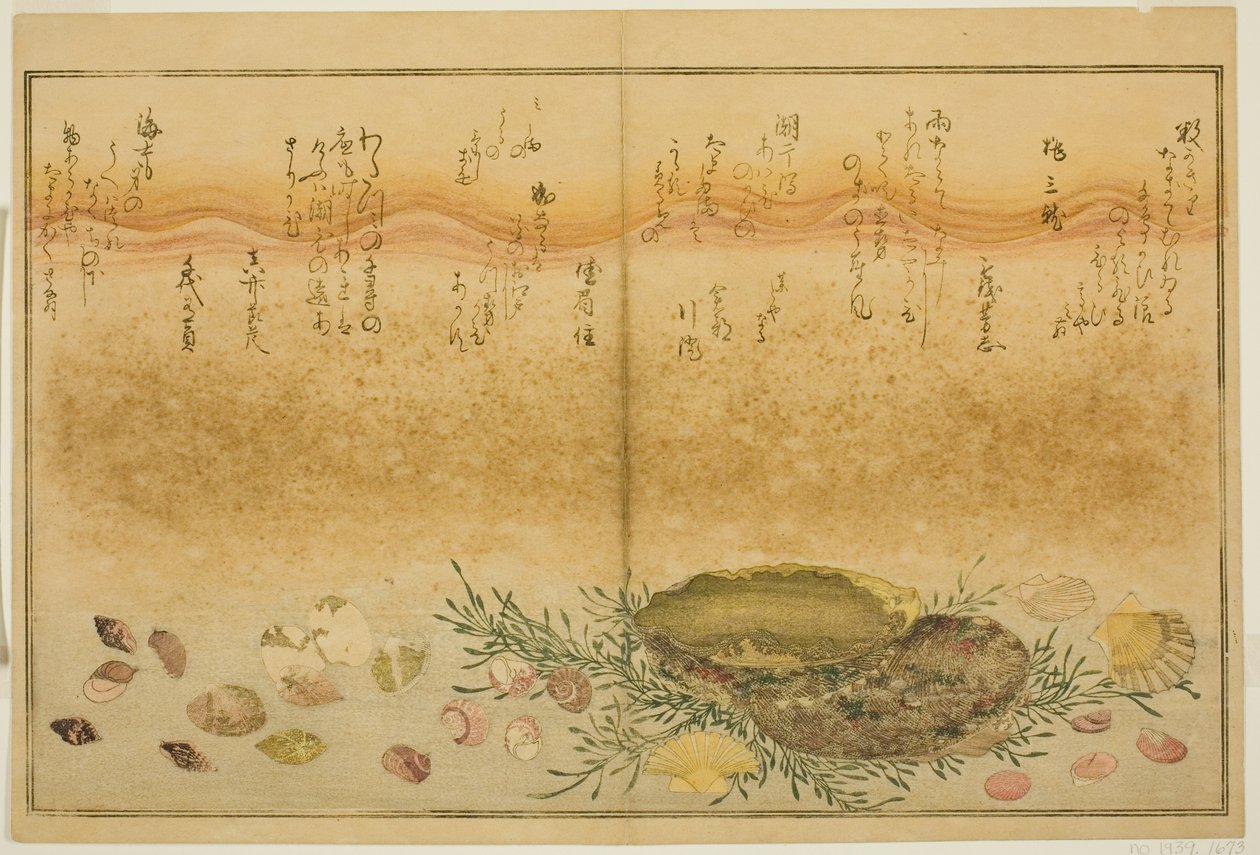 Chidori-gai, itaya-gai, awabi, utsuse-gai, asari-gai, en monoara-gai, uit het geïllustreerde boek 