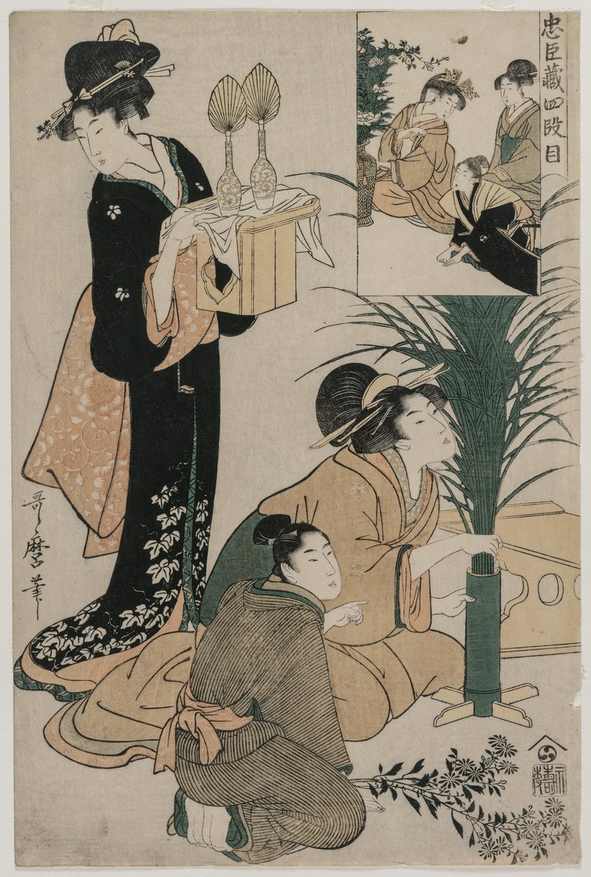 Chushingura: Act IV van De Schatkamer van Loyaliteit, eind 1790s door Kitagawa Utamaro
