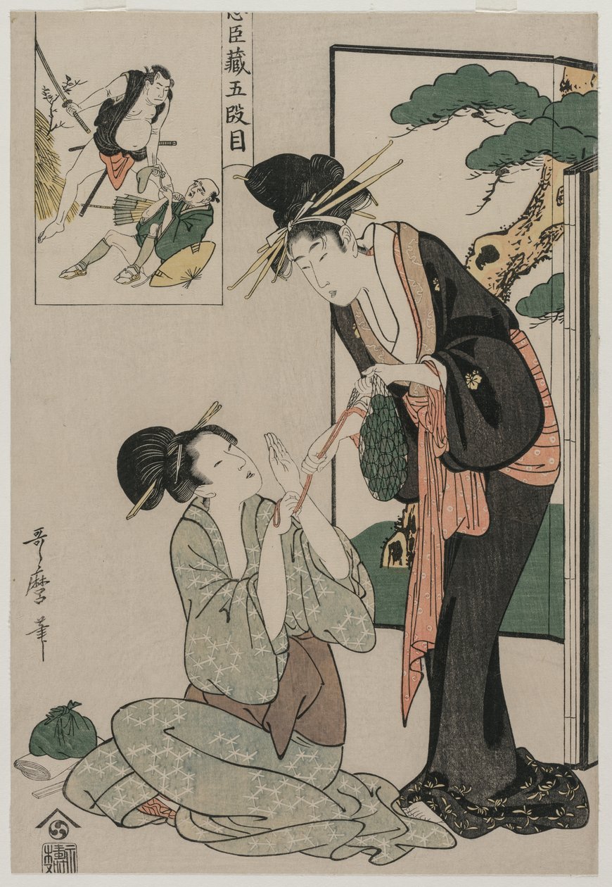 Chushingura: Act V van Het Pakhuis van Loyaliteit door Kitagawa Utamaro