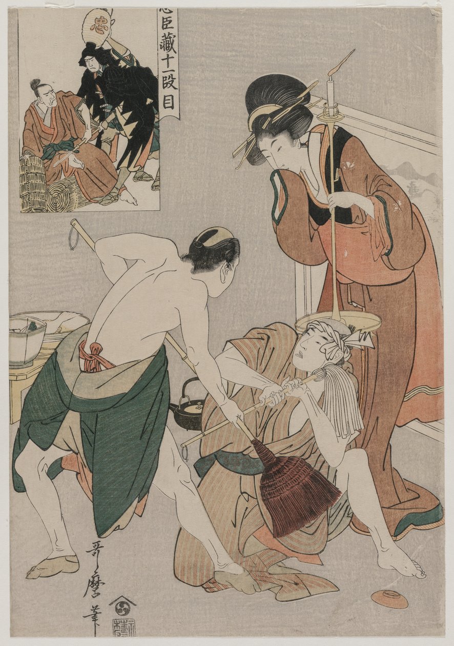 Chushingura: Act XI van De Schatkamer van Loyaliteit door Kitagawa Utamaro