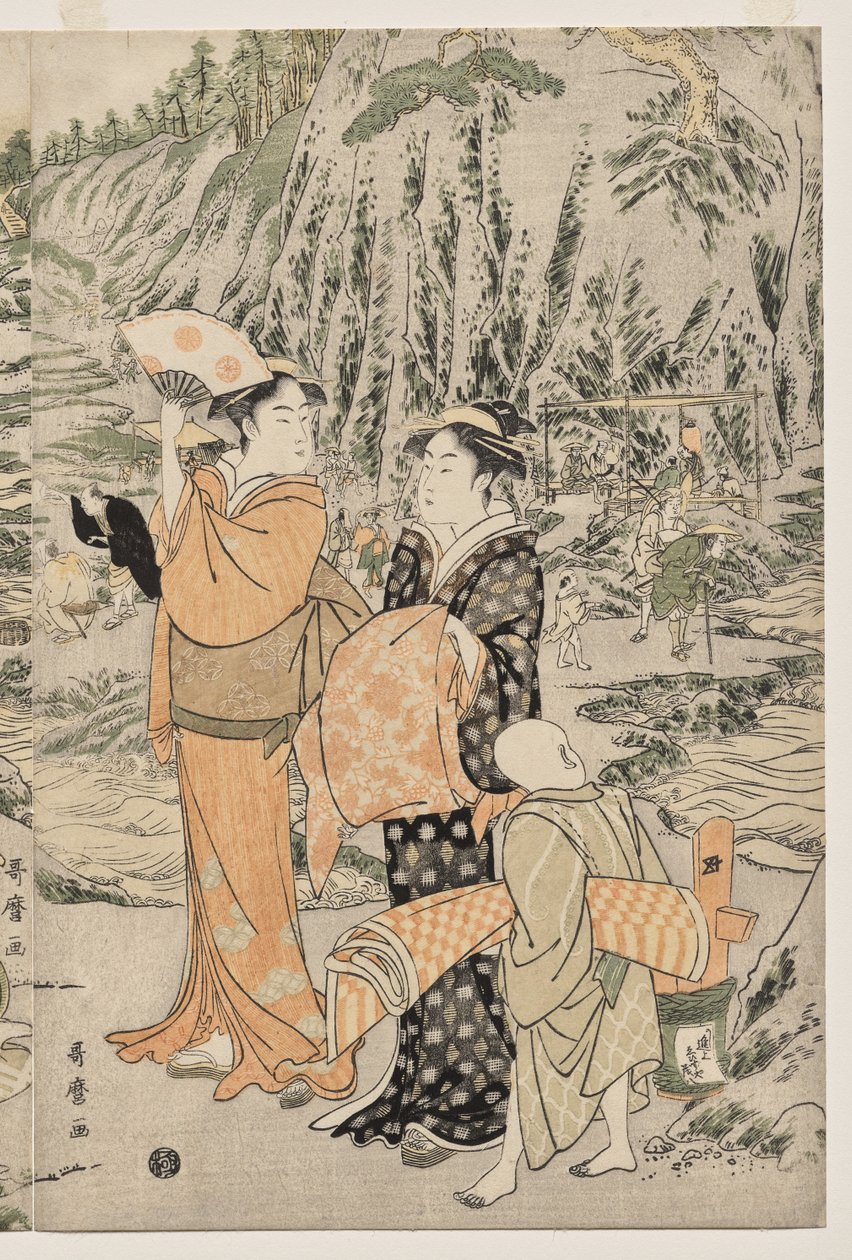 Vissen op de Snijplankrots bij Enoshima door Kitagawa Utamaro