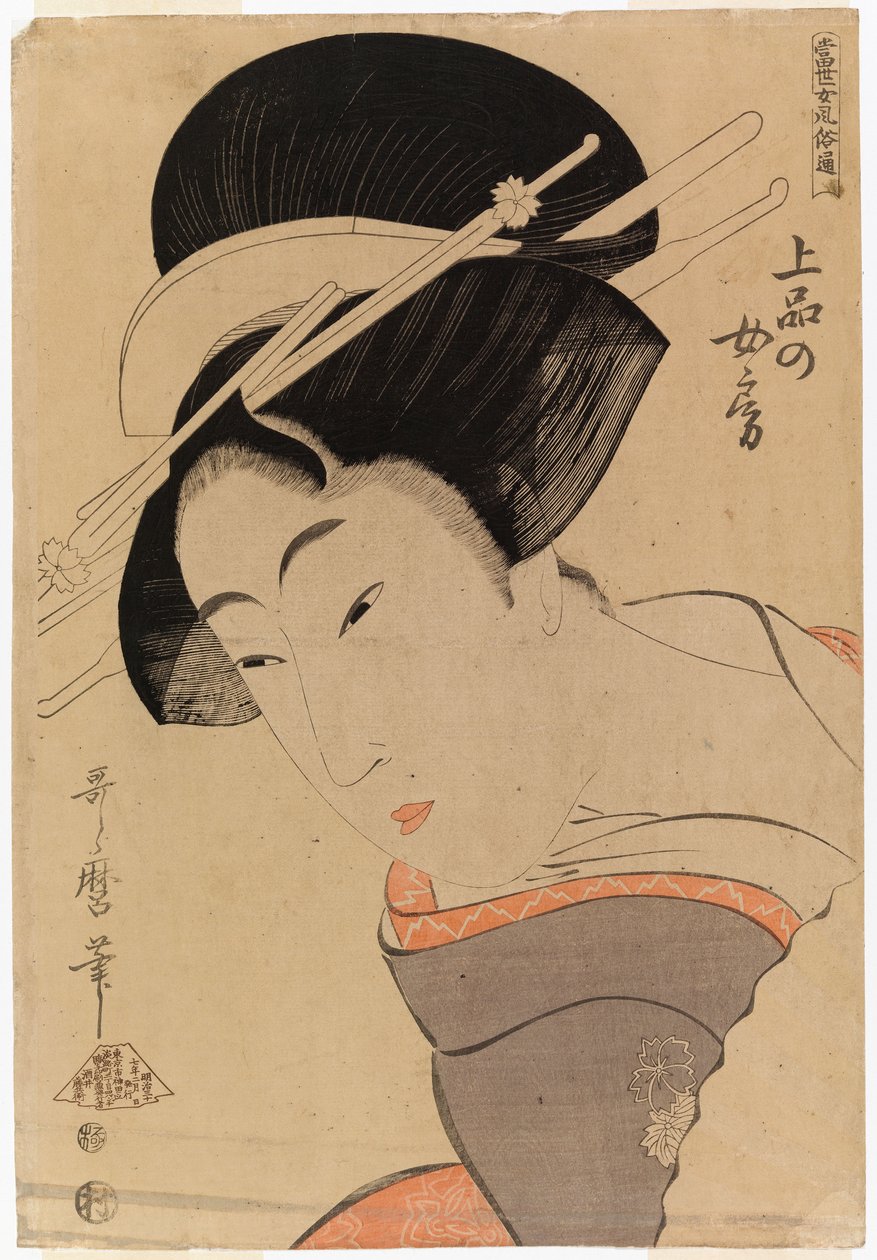 Portret van een meisje, halflichaam door Kitagawa Utamaro