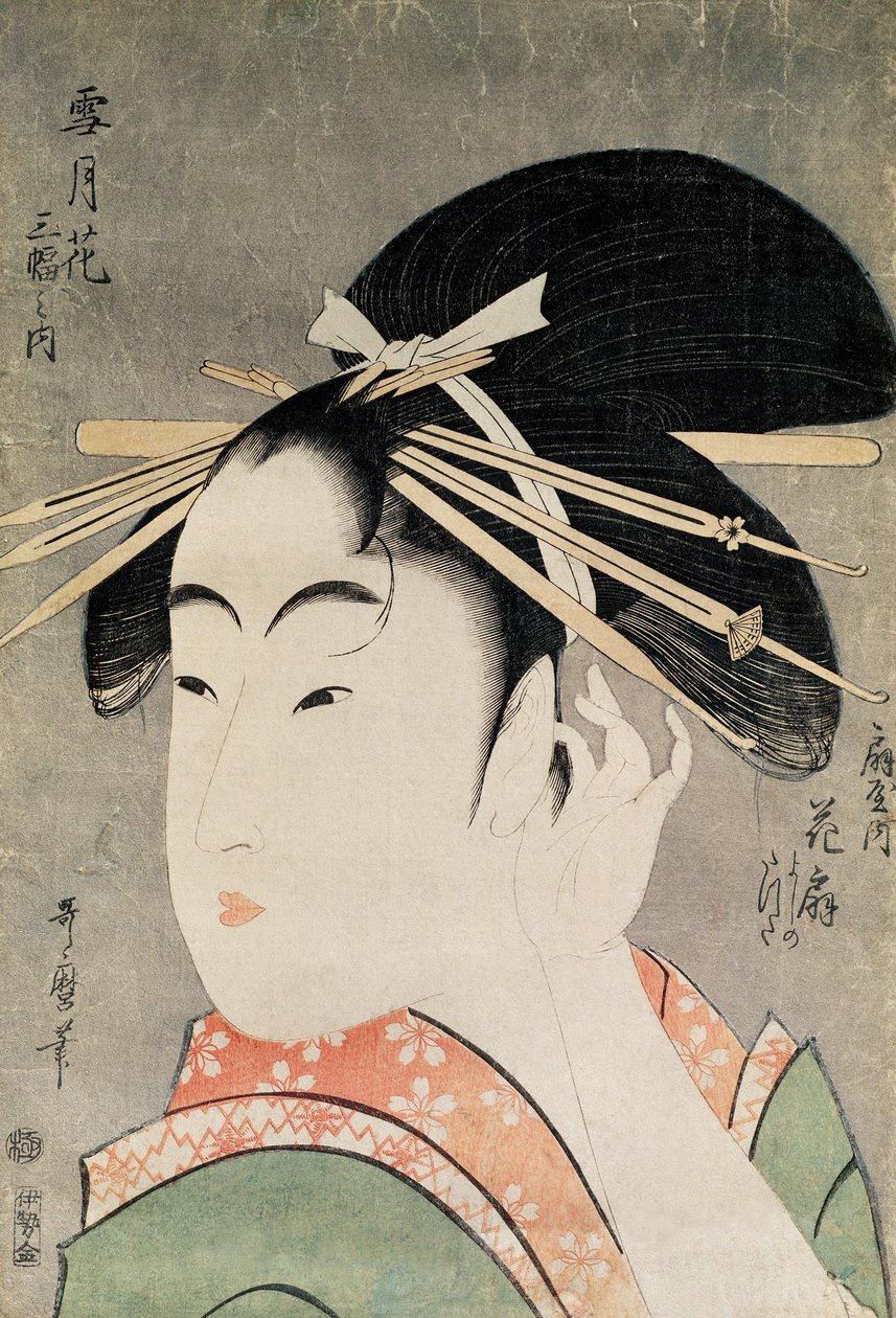 Hoofd van een vrouw door Kitagawa Utamaro