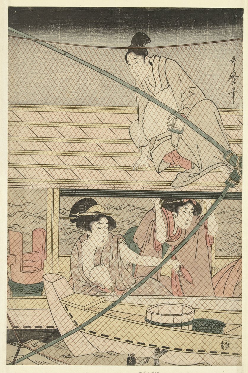 Nachtelijke visvangst door Kitagawa Utamaro