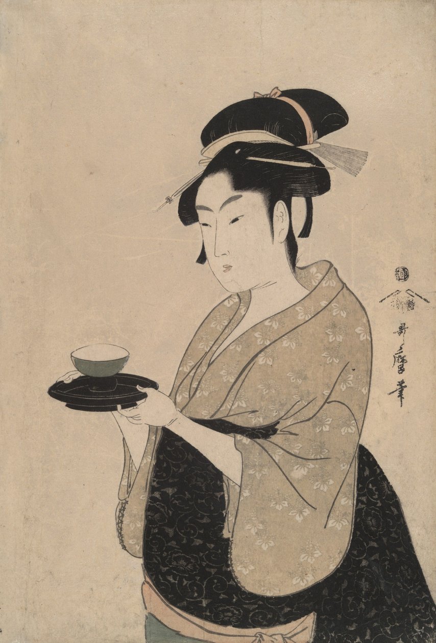 Okita, een meisje uit een theehuis door Kitagawa Utamaro