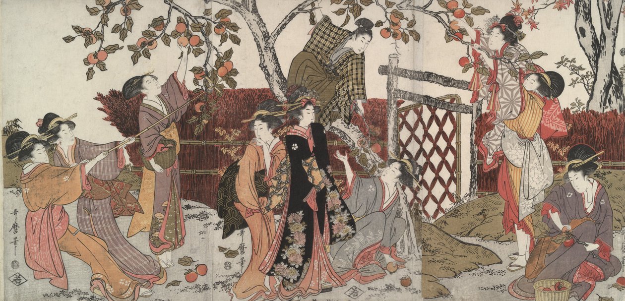 Kaki-plukkers door Kitagawa Utamaro