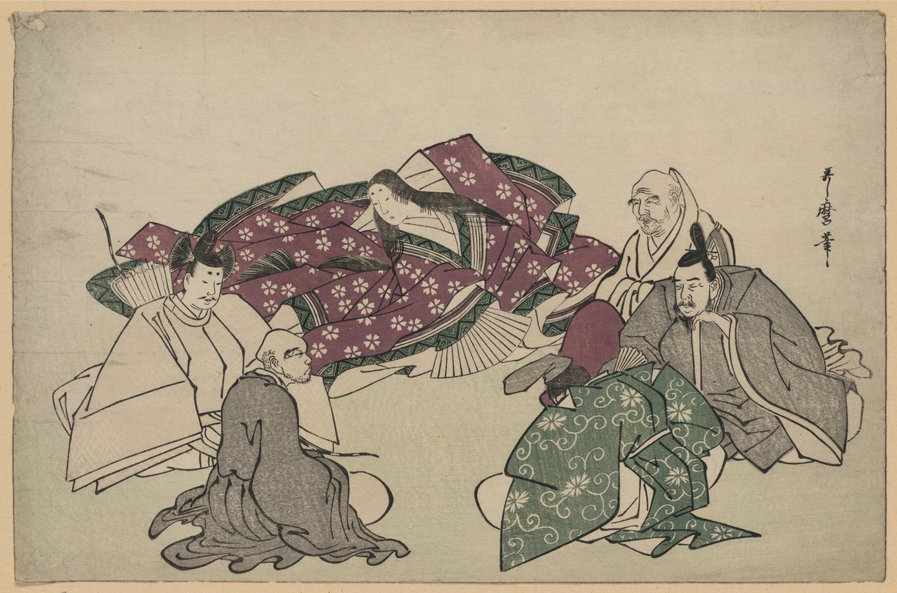 Zes dichters (Rokkasen) door Kitagawa Utamaro